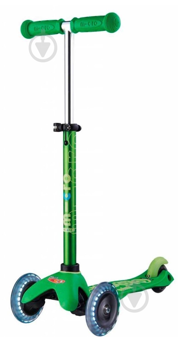 Самокат Micro Minideluxe green LED зеленый металлик ММD051 - фото 1