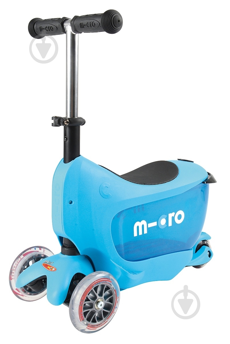 Самокат-беговел Micro Mini2go deluxe blue серо-голубой ММD030 - фото 1 Самокат-беговел Micro Mini2go deluxe blue серо-голубой ММD030 - фото 1