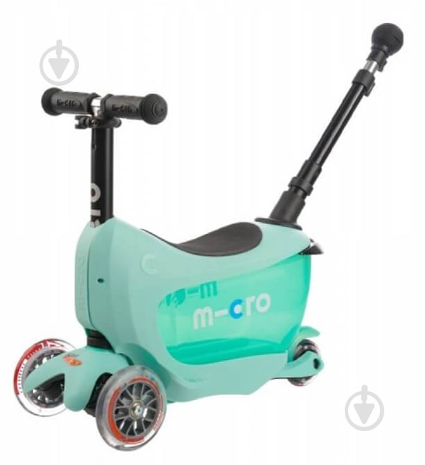 Самокат-беговел Micro Mini2go deluxe mint plus серо-мятный MMD031 - фото 1