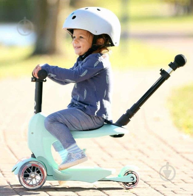 Самокат-беговел Micro Mini2go deluxe mint plus серо-мятный MMD031 - фото 3