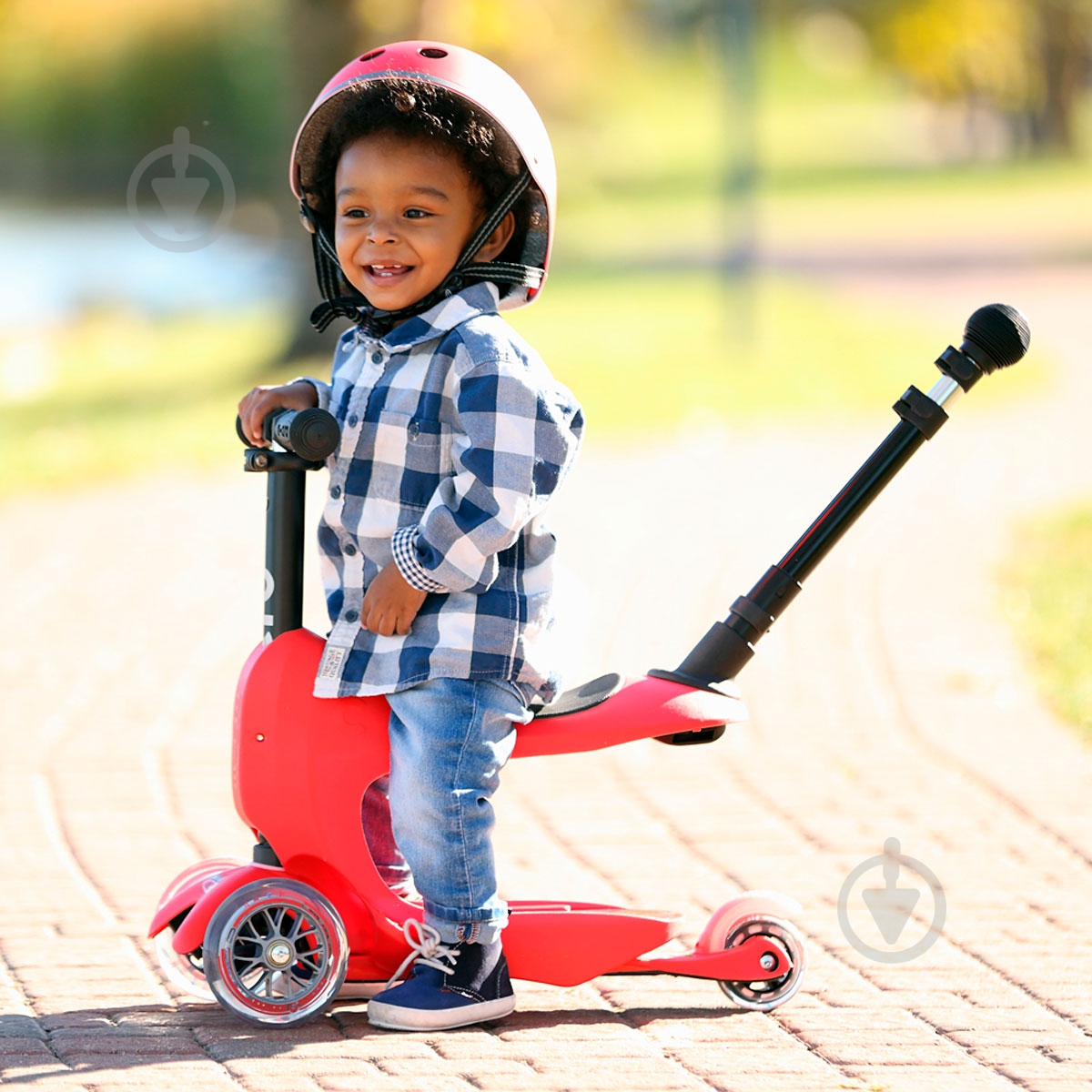Самокат-беговел Micro детский Mini2go deluxe red plus красно-черный MMD032 - фото 16