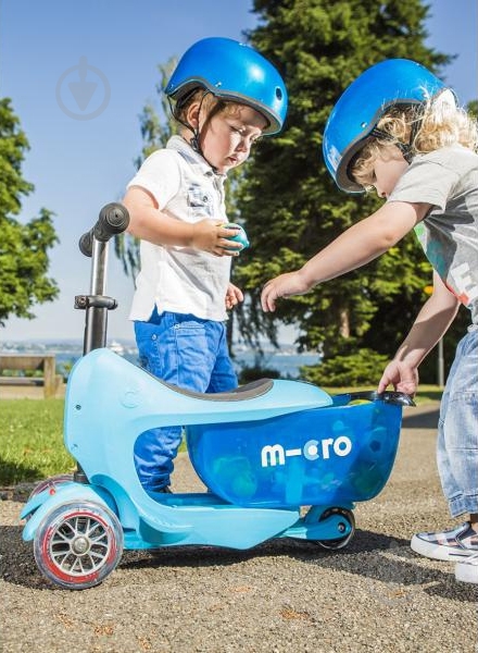 Самокат-беговел Micro Mini2go deluxe blue plus серо-голубой ММD034 - фото 3