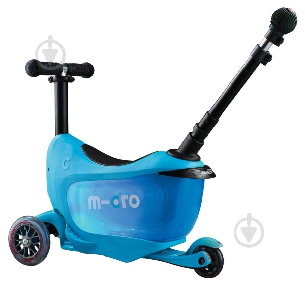 Самокат-беговел Micro Mini2go deluxe blue plus серо-голубой ММD034 - фото 1