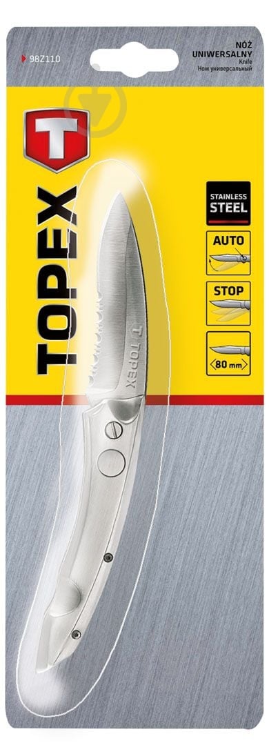 Нож складной Topex универсальный, лезвие 80 мм, пружинный 98Z110 - фото 2