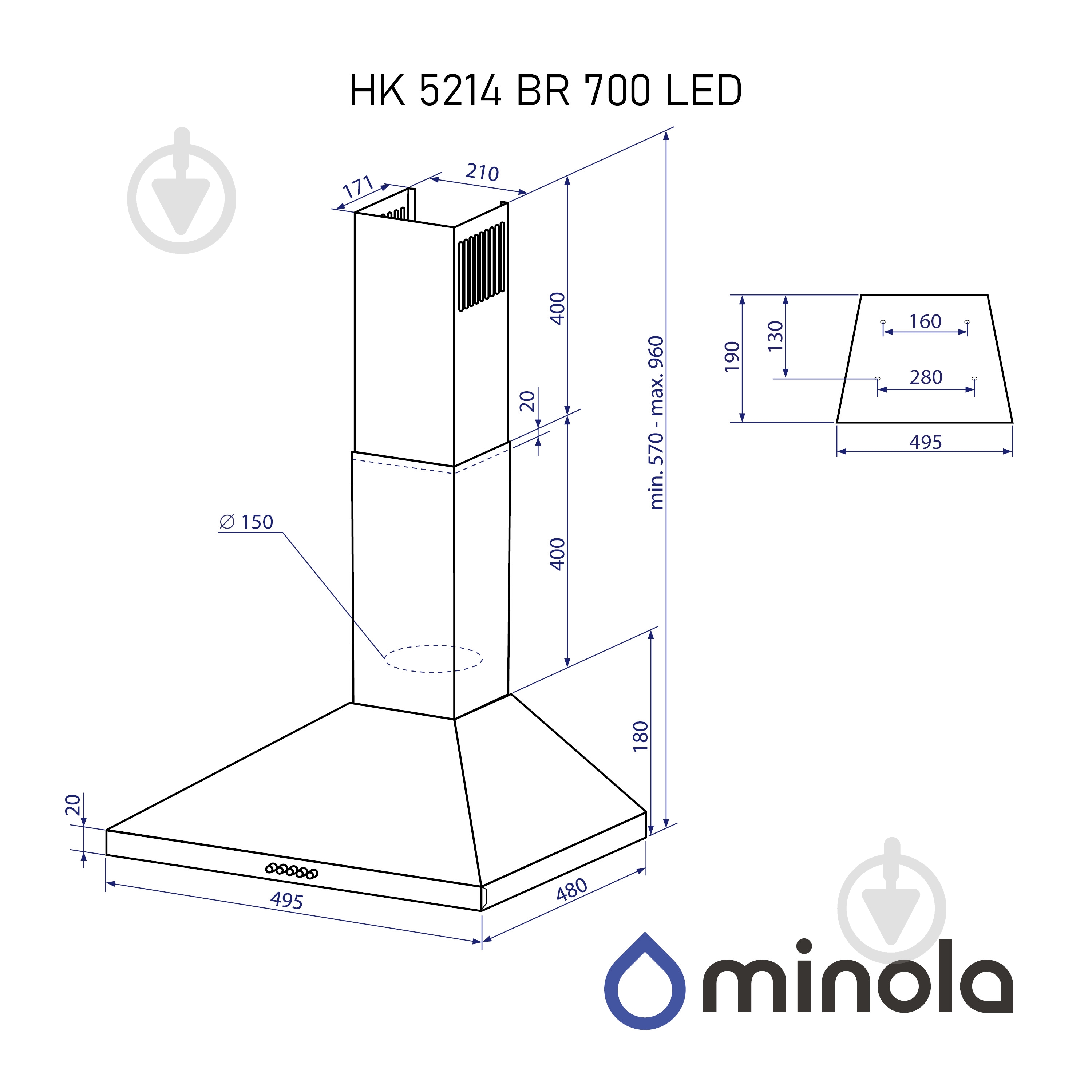 Вытяжка Minola HK 5214 BR 700 LED - фото 13 Вытяжка Minola HK 5214 BR 700 LED - фото 13