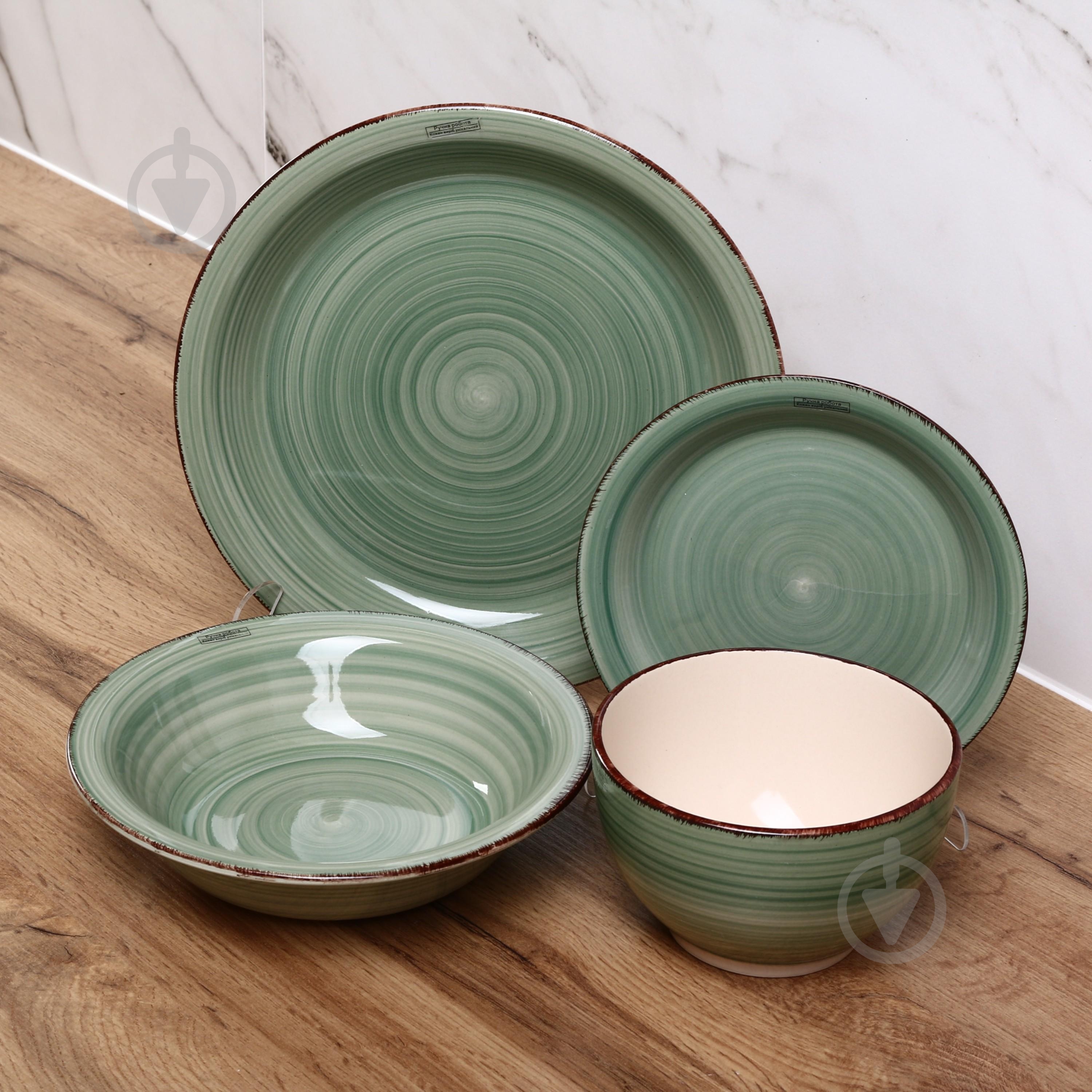 Тарілка обідня Fiora Retro Green 19 см - фото 4