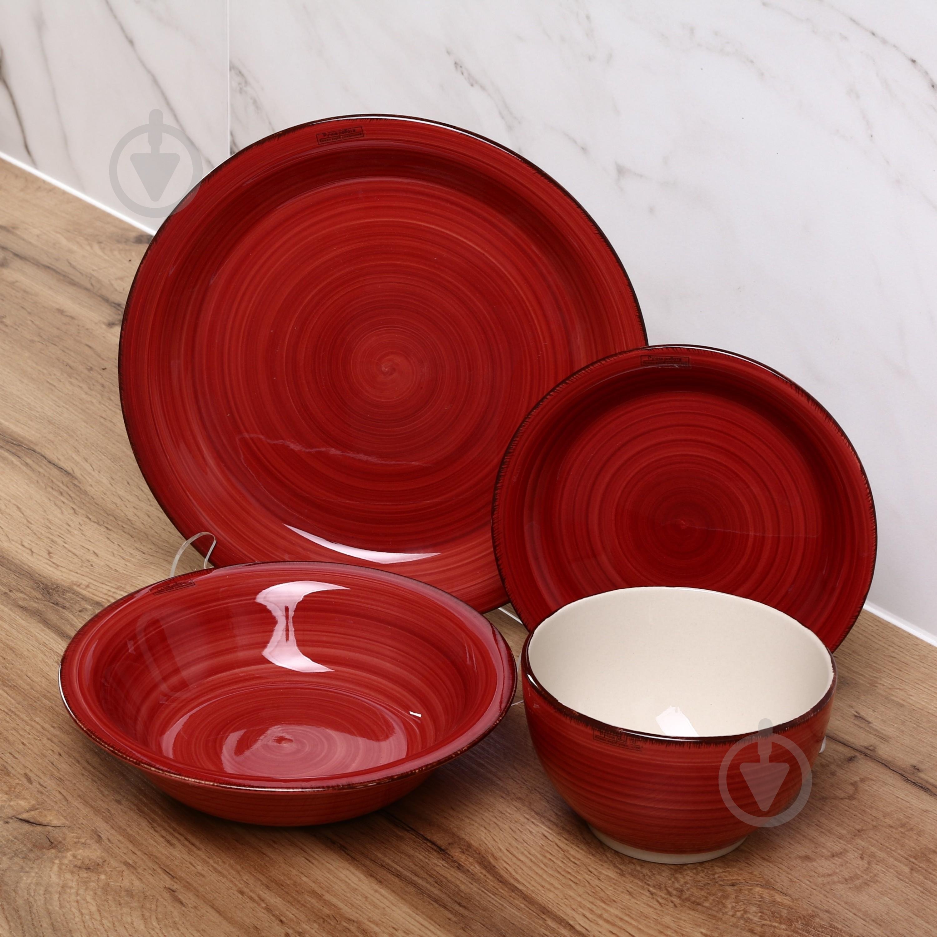 Тарілка обідня Fiora Retro Red 19 см - фото 4