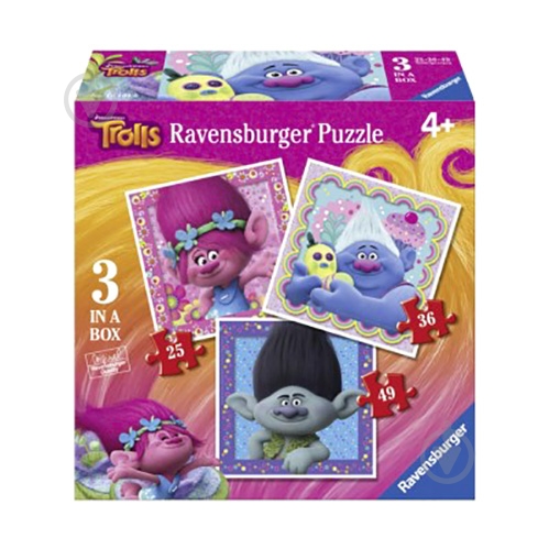 Пазл Ravensburger Дисней: Тролли 3 в 1 06899_9 - фото 1