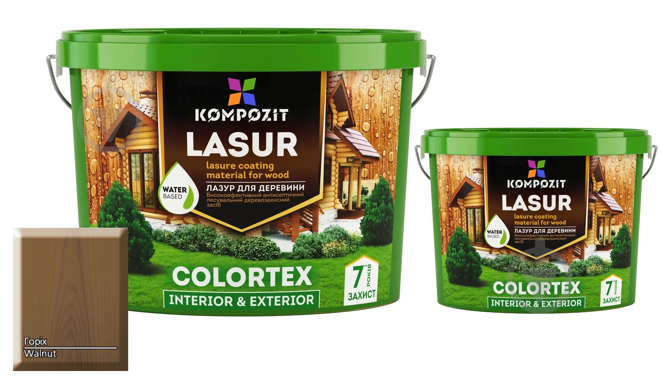 Лазурь Kompozit COLORTEX Орех 10 л + Лазурь Kompozit COLORTEX Орех 2,5 л - фото 1