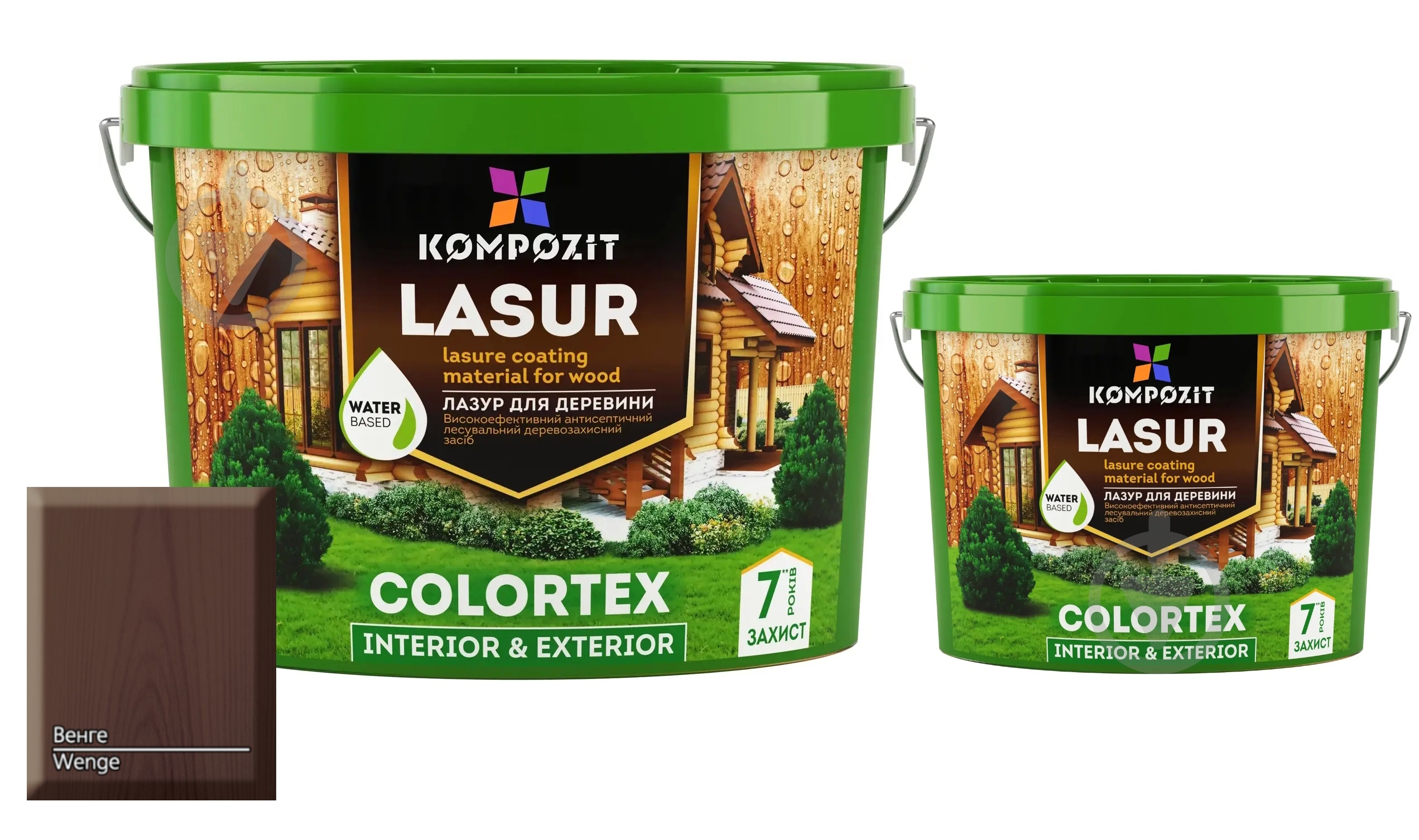 Лазурь Kompozit COLORTEX Венге 10 л + Лазурь Kompozit COLORTEX Венге 2,5 л - фото 1