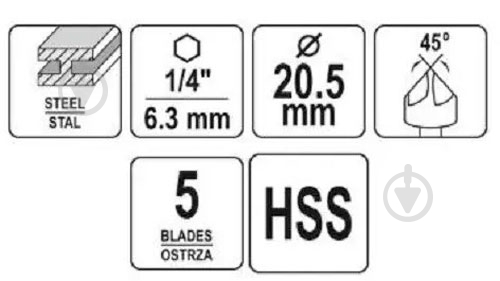 Зенковка YATO 20.5 мм YT-44726 - фото 3