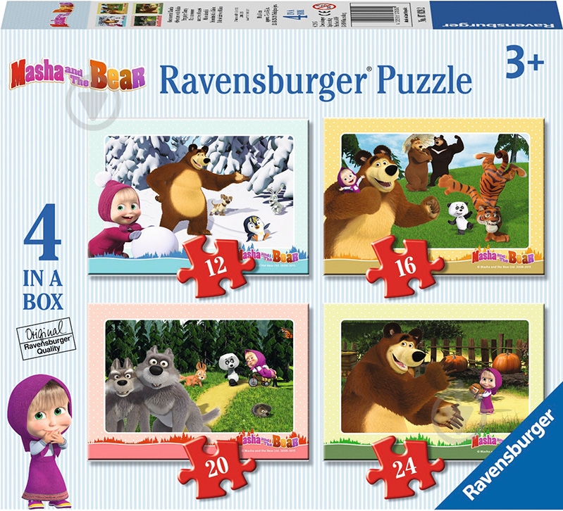 Пазл Ravensburger Маша и Медведь 4 в 1 07028R - фото 1