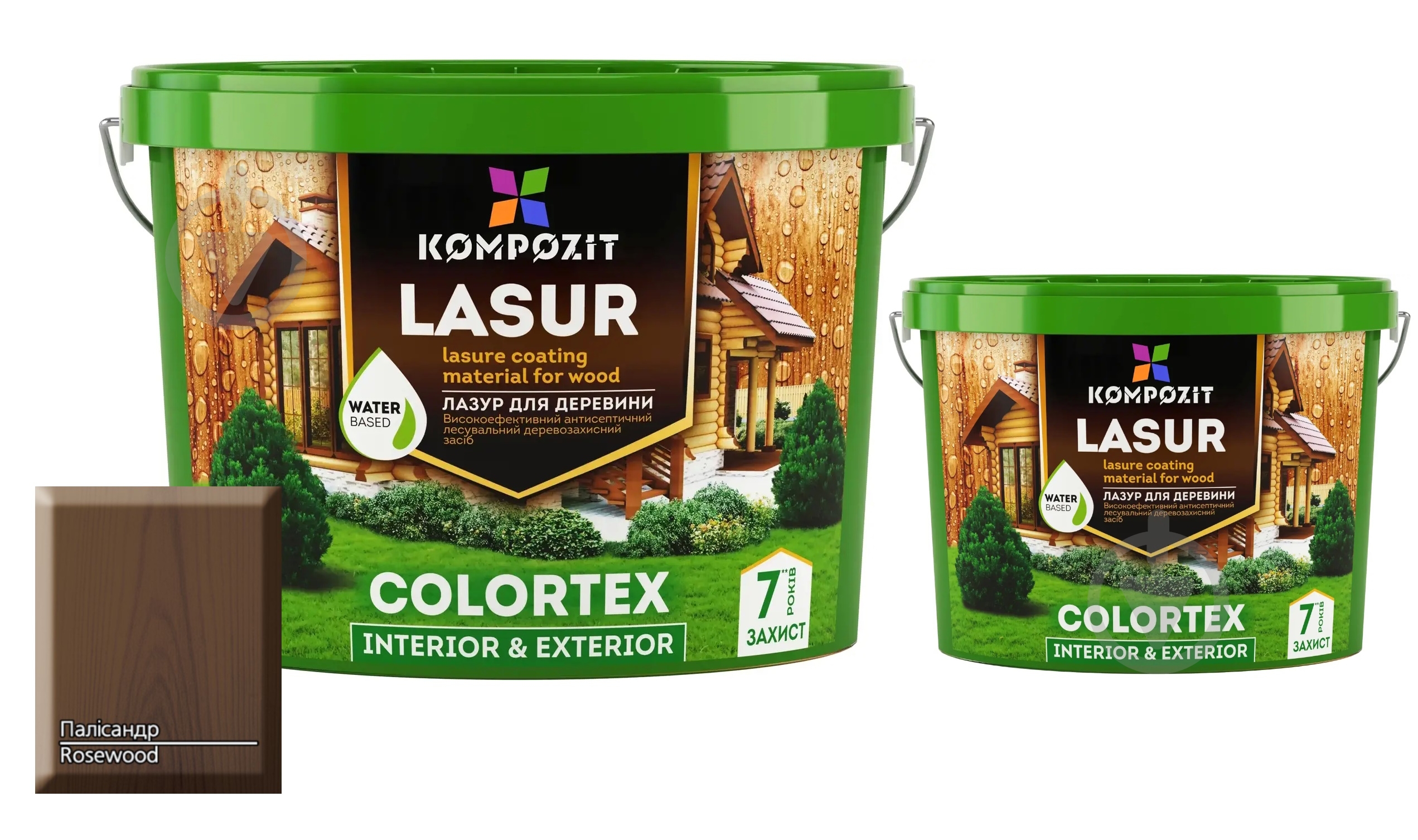 Лазурь Kompozit COLORTEX Полисандр 10 л + Лазурь Kompozit COLORTEX Полисандр 2,5 л - фото 1