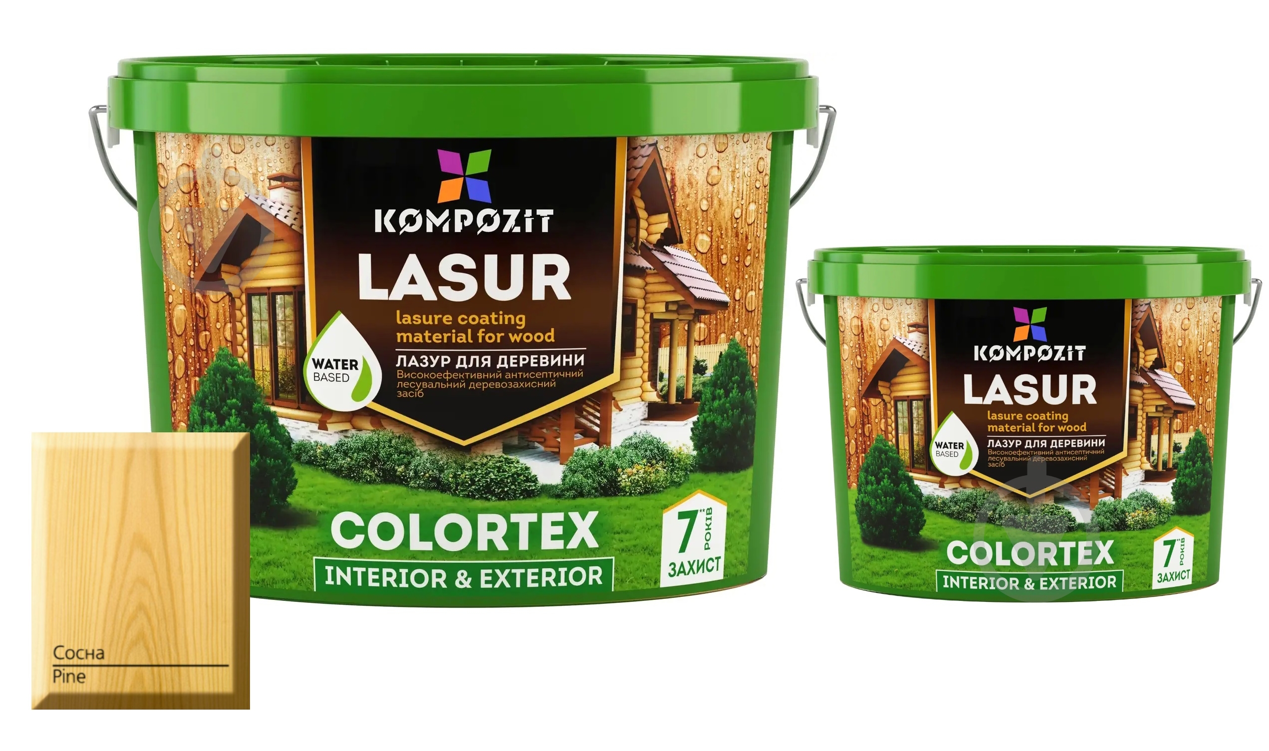 Лазурь Kompozit COLORTEX Сосна 10 л + Лазурь Kompozit COLORTEX Сосна 2,5 л - фото 1