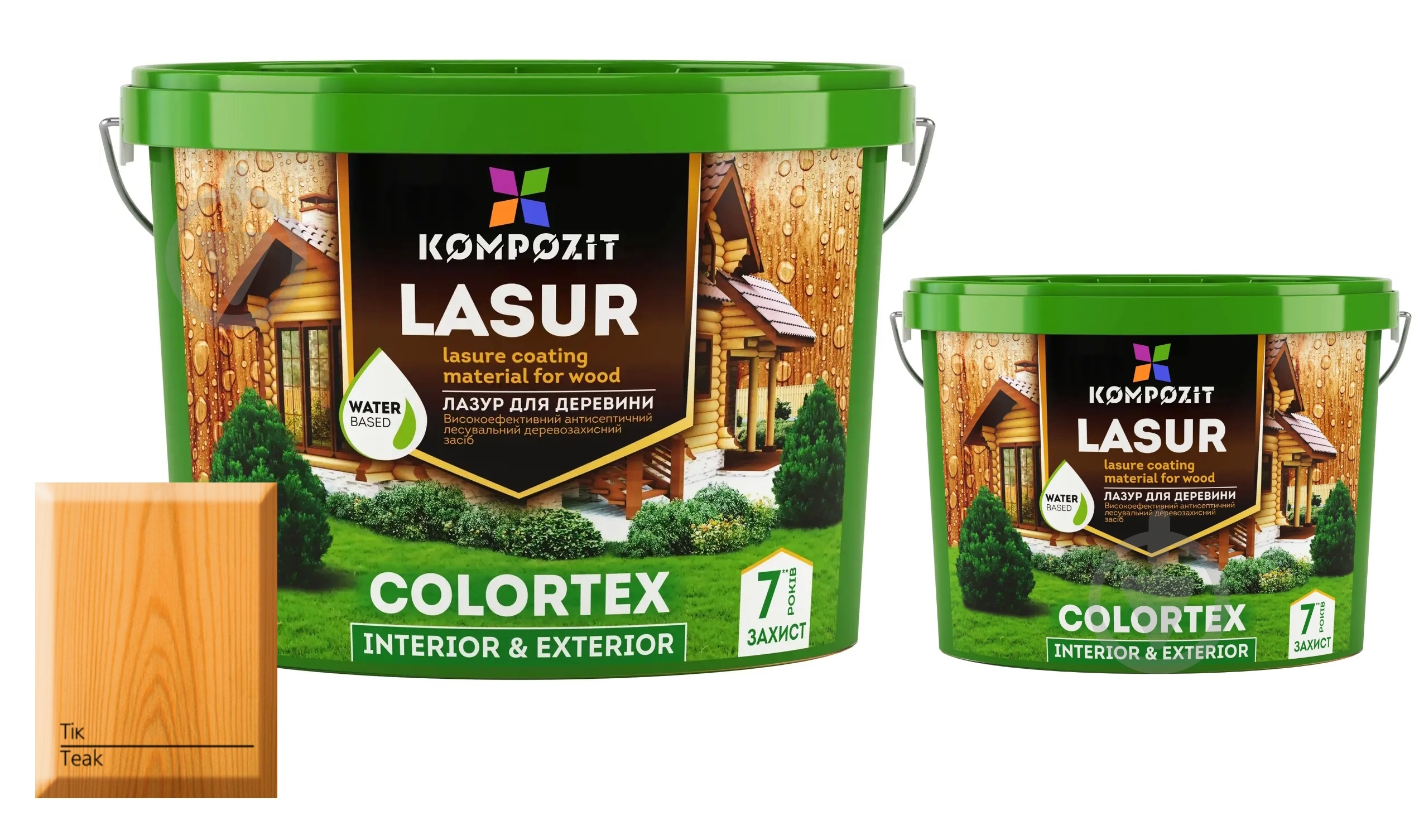 Лазурь Kompozit COLORTEX Тик 10 л + Лазурь Kompozit COLORTEX Тик 2,5 л - фото 1