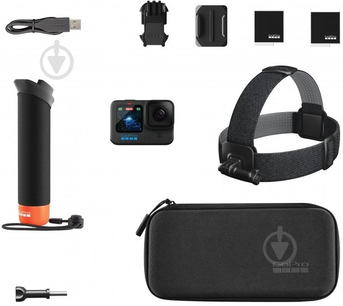 Відеокамера GoPro HERO12 Black & Enduro & Head Strap & Handler Floating black (CHDRB-121-RW) - фото 1