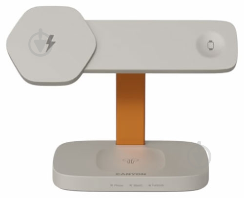 Бездротовий зарядний пристрій Canyon Hexagon WCS-310 QI 3 в 1 Light Grey Orange (CNS-WCS310LGOR) - фото 1
