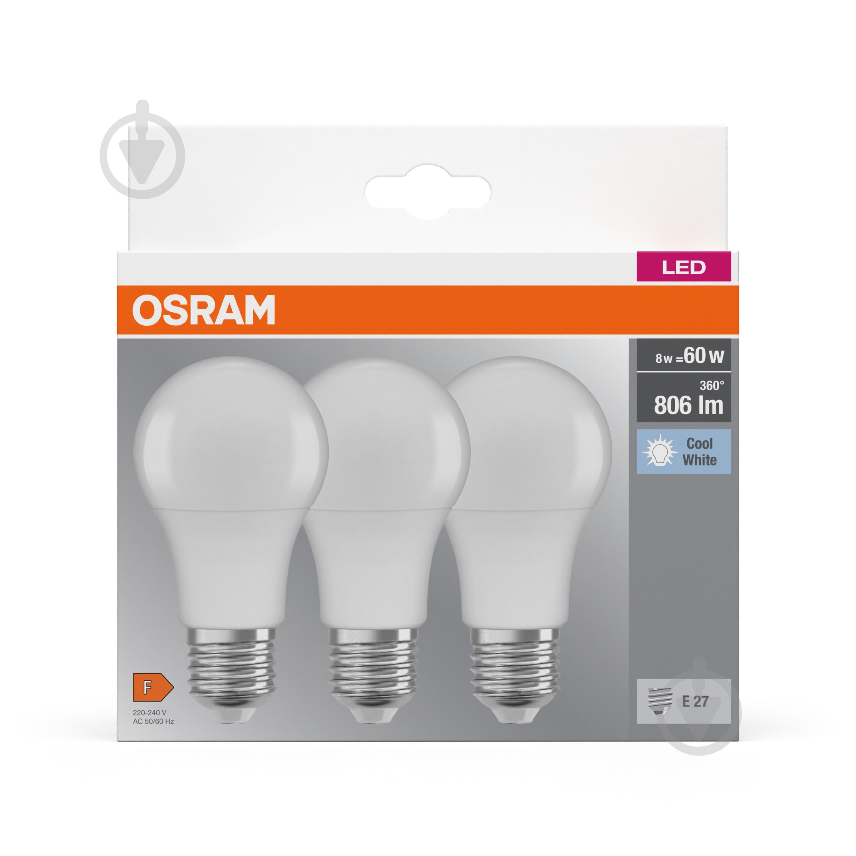 Лампа світлодіодна Osram Classic 3 шт./уп. 8,5 Вт A60 матова E27 220 В 4000 К 4058075172784 - фото 2