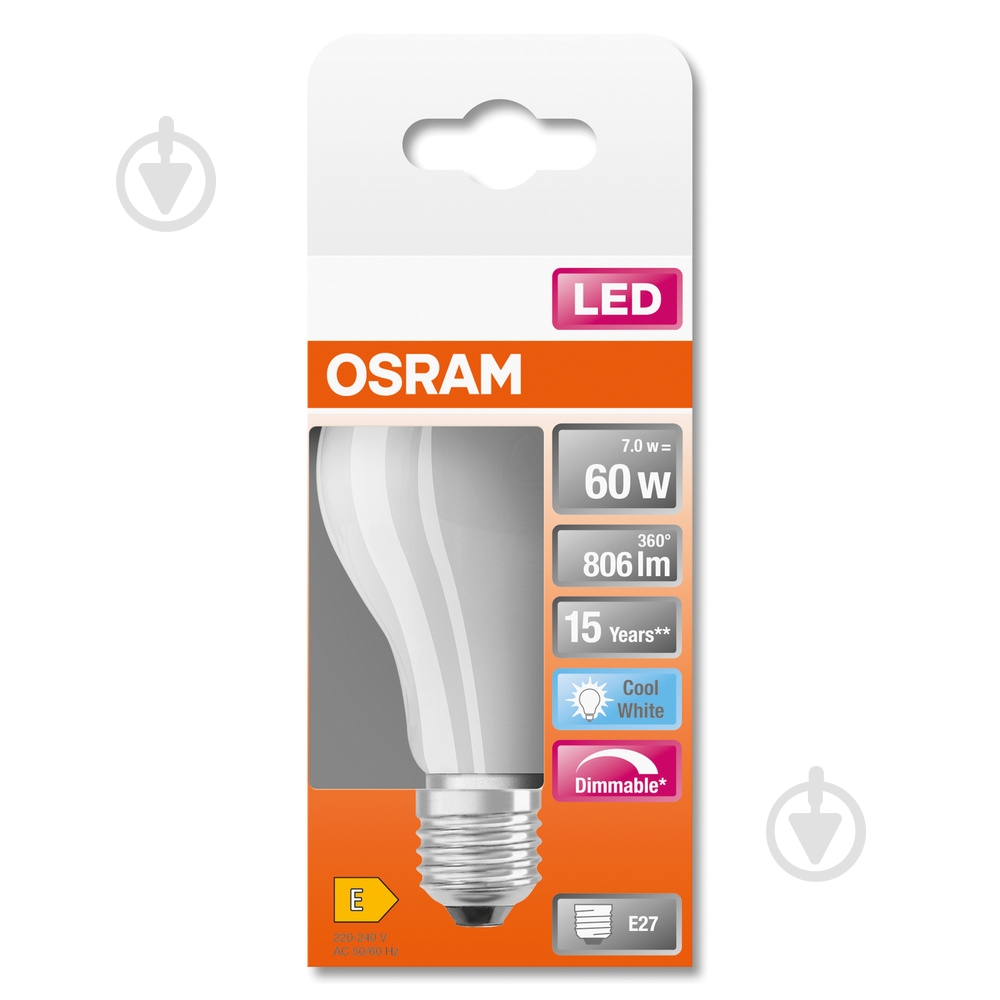 Лампа світлодіодна Osram FIL Parathom Dim A60 6,5 Вт E27 4000 К 220 В прозора 4058075100879 - фото 3