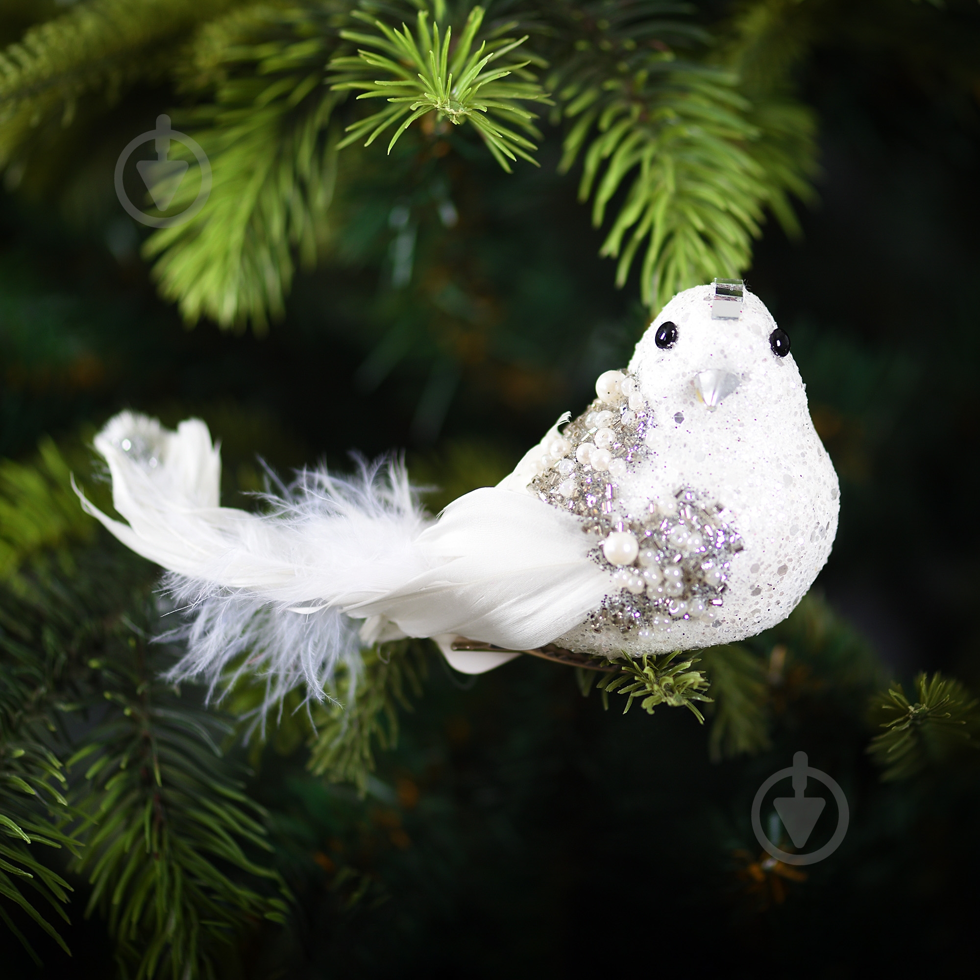 Украшение новогоднее YES! Fun Птичка белая 17 см - фото 1