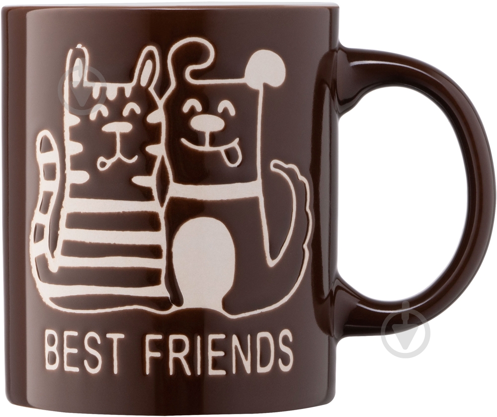 Чашка ARDESTO Best friends 330 мл коричневая AR3471BR - фото 1