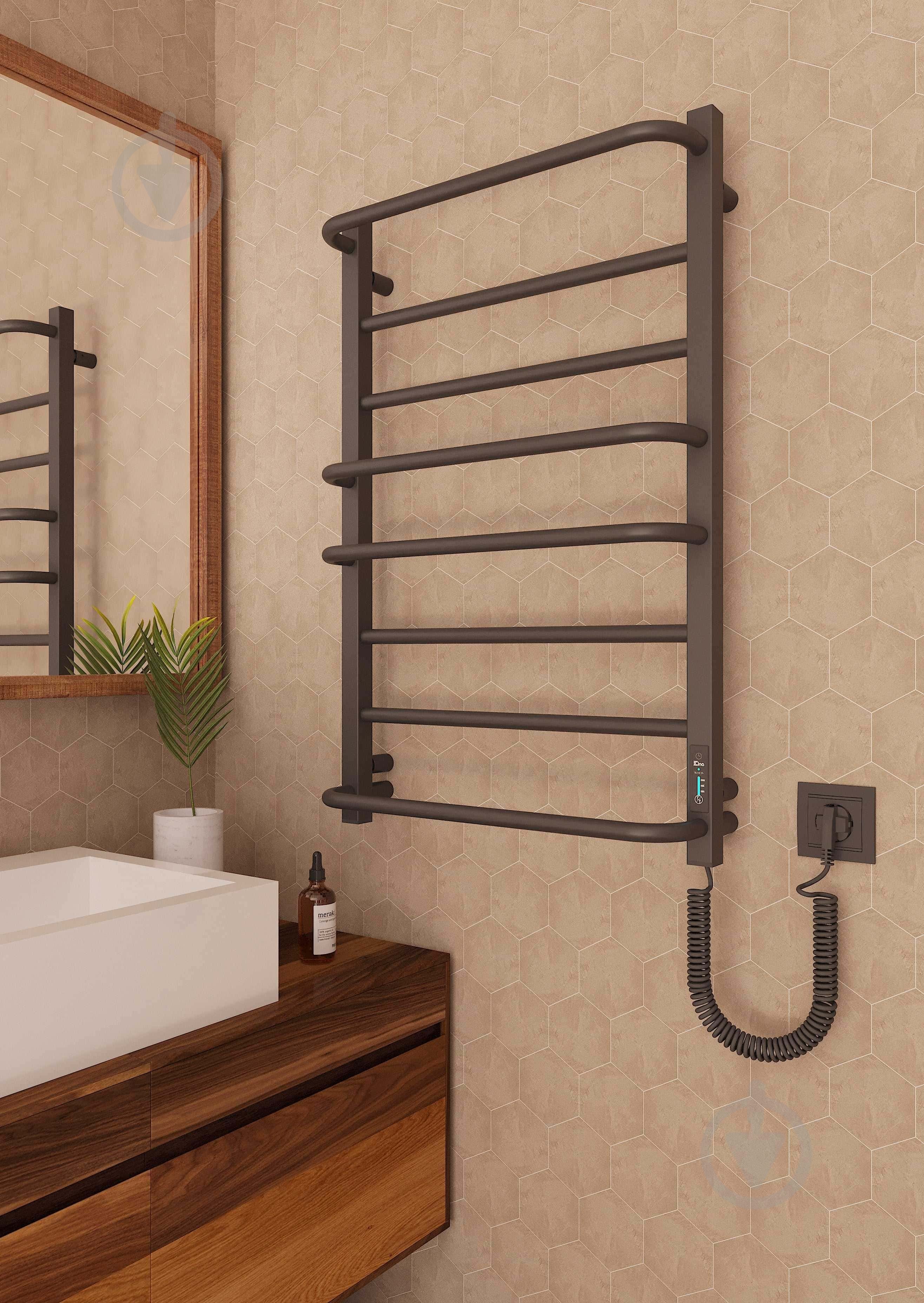 Полотенцесушитель электрический Elna Каскад Люкс Т 8 (800*530) черная с диммером t - фото 4