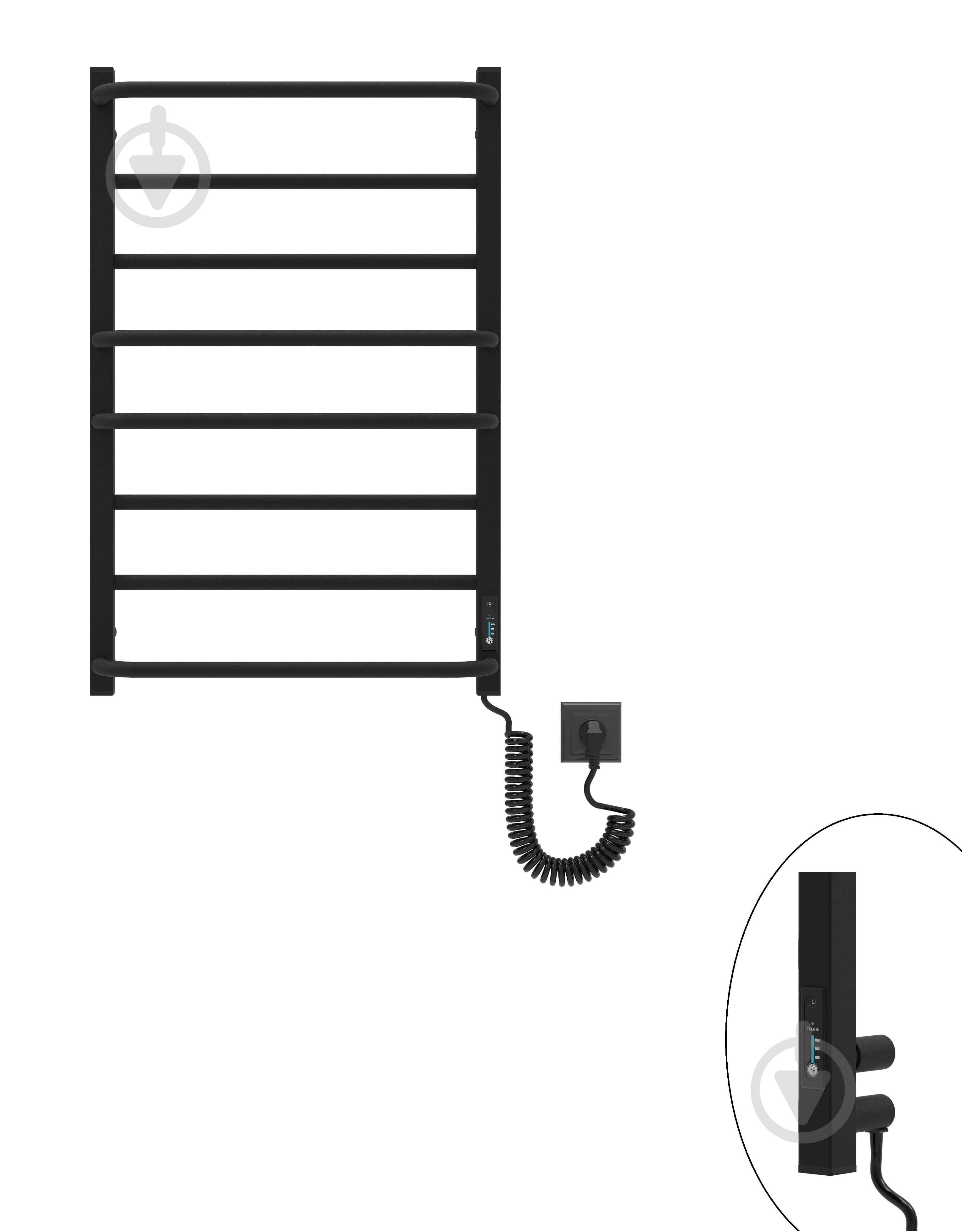 Полотенцесушитель электрический Elna Каскад Люкс Т 8 (800*530) черная с диммером t - фото 3