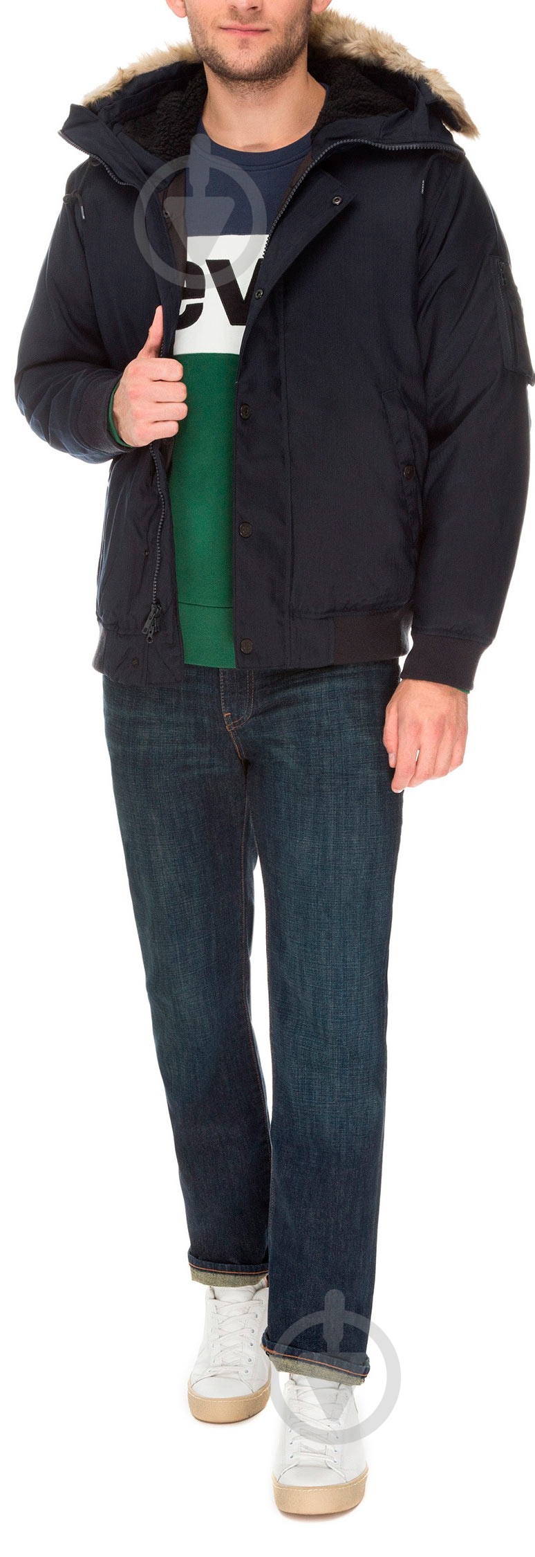 Пуховик мужской LEVIS DOWN DAVIDSON BOMBER 34996;0000 р.S черный - фото 1