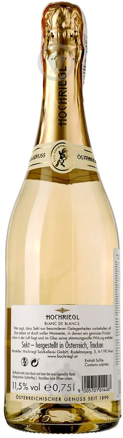 Вино ігристе Hochriegl Blanc de Blancs біле брют 0,75 л - фото 2