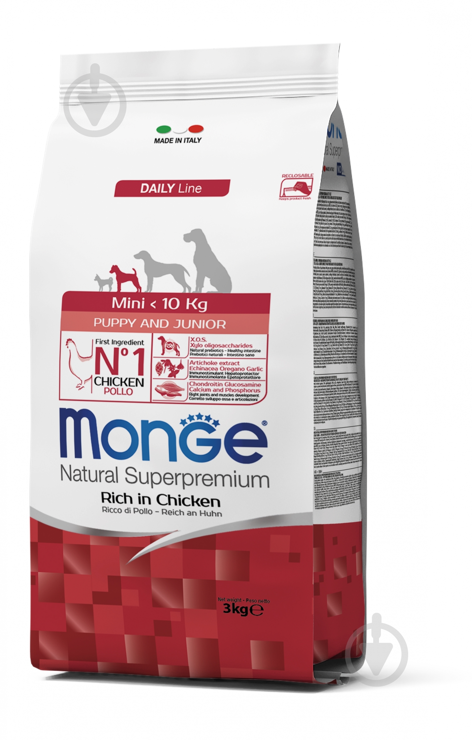 Корм для малих порід Monge SUPERPREMIUM DOG MINI PUPPY & JUNIOR зі смаком курки та рису 3 кг 3 кг - фото 1