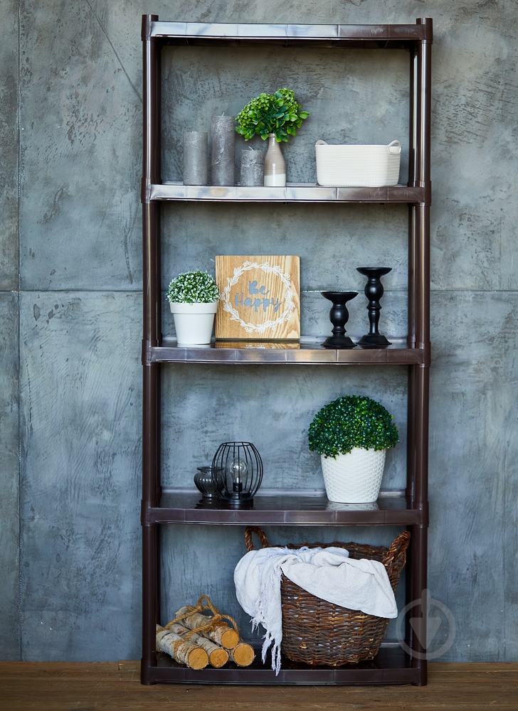 Стеллаж 1800x820x370 мм Алеана коричневый пластик полки 5 шт. без покрытия - фото 2 Стеллаж 1800x820x370 мм Алеана коричневый пластик полки 5 шт. без покрытия - фото 2