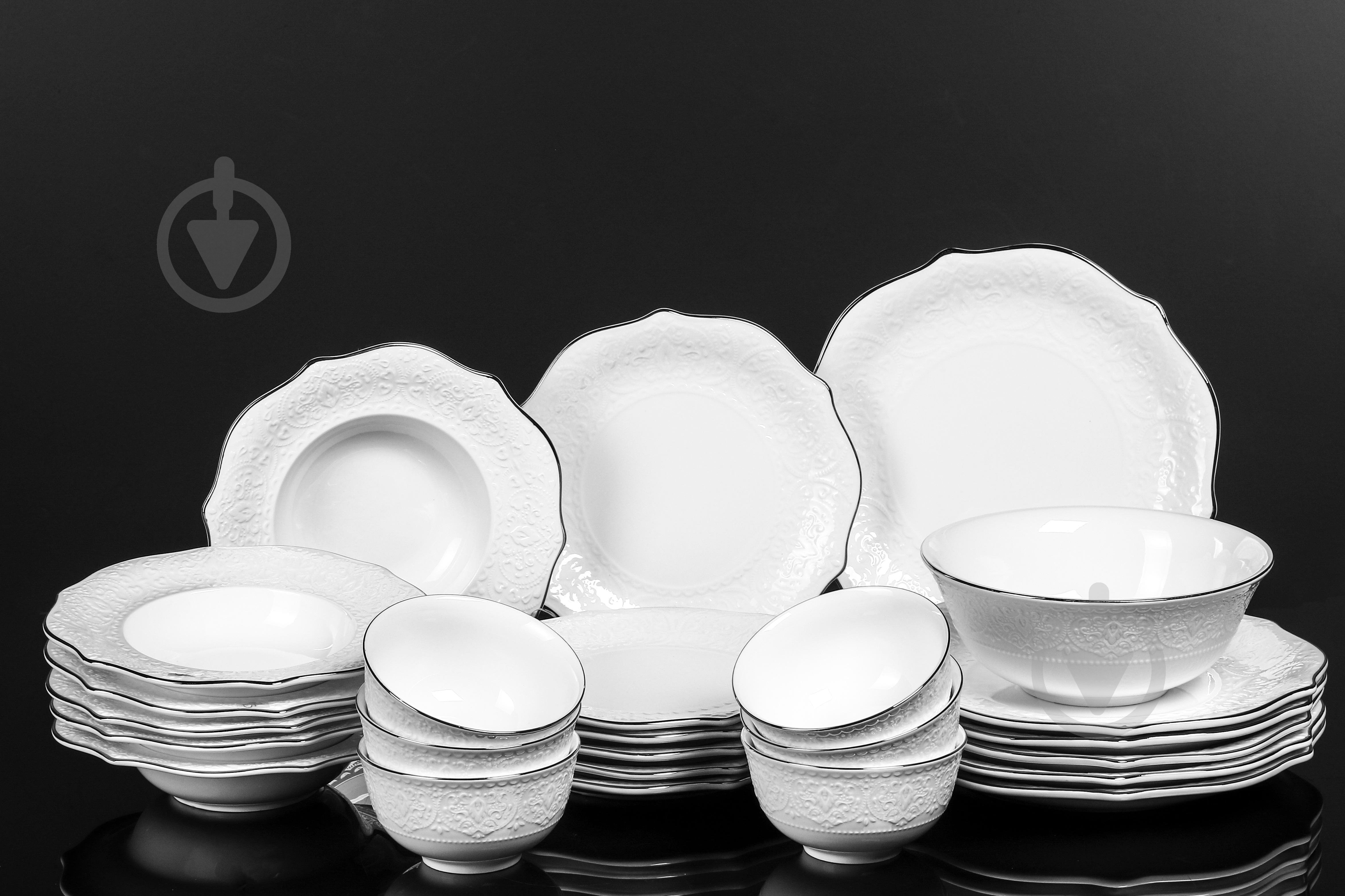 Сервіз столовий Fiora Jardin Platine на 6 персон 25 предметів - фото 1 Сервіз столовий Fiora Jardin Platine на 6 персон 25 предметів - фото 1