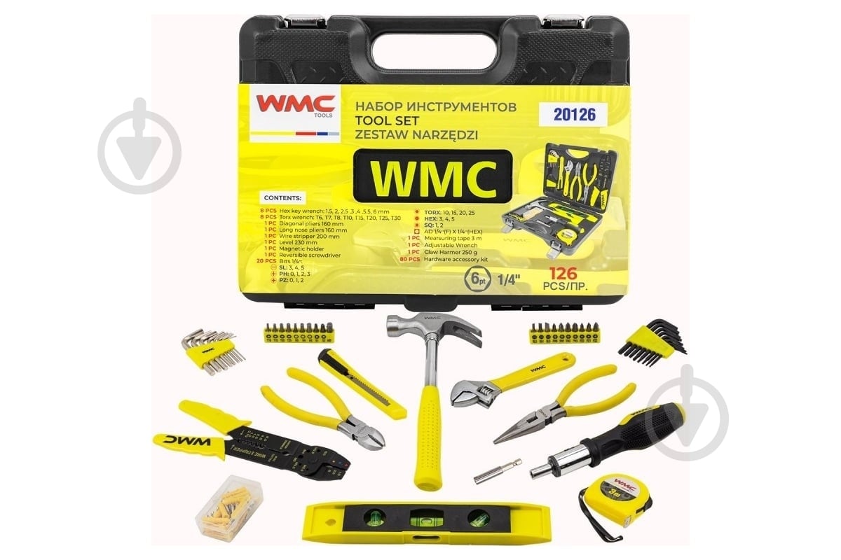 Набор ручного инструмента WMC TOOLS в кейсе 126 шт. WT-20126 - фото 1