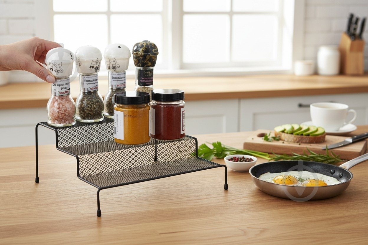 Полиця Flamberg Premium для спецій Fernie 26.5х24х12 см чорний DS15117BK - фото 7 Полиця Flamberg Premium для спецій Fernie 26.5х24х12 см чорний DS15117BK - фото 7