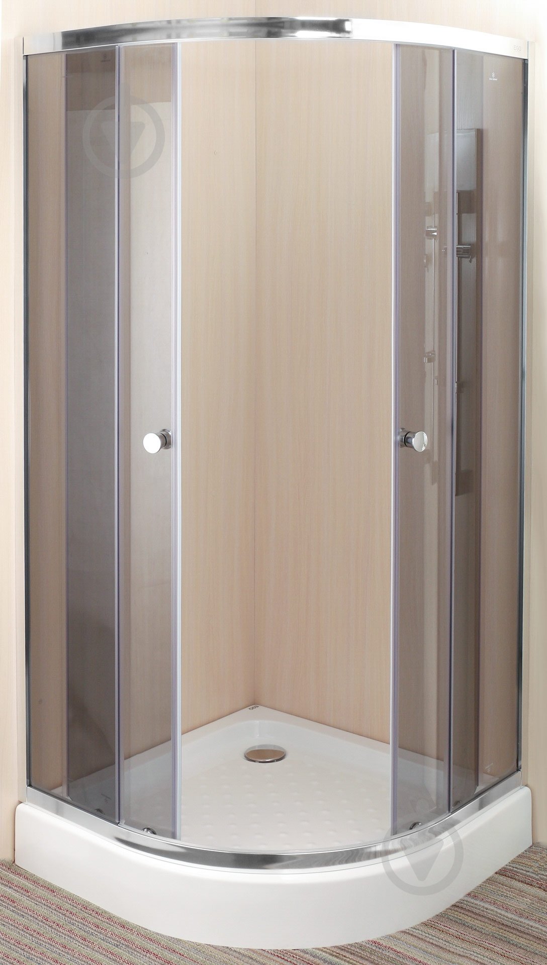 Душова кабіна EGO Quadrant Fine 90x90 профіль хром,скло графіт - фото 1