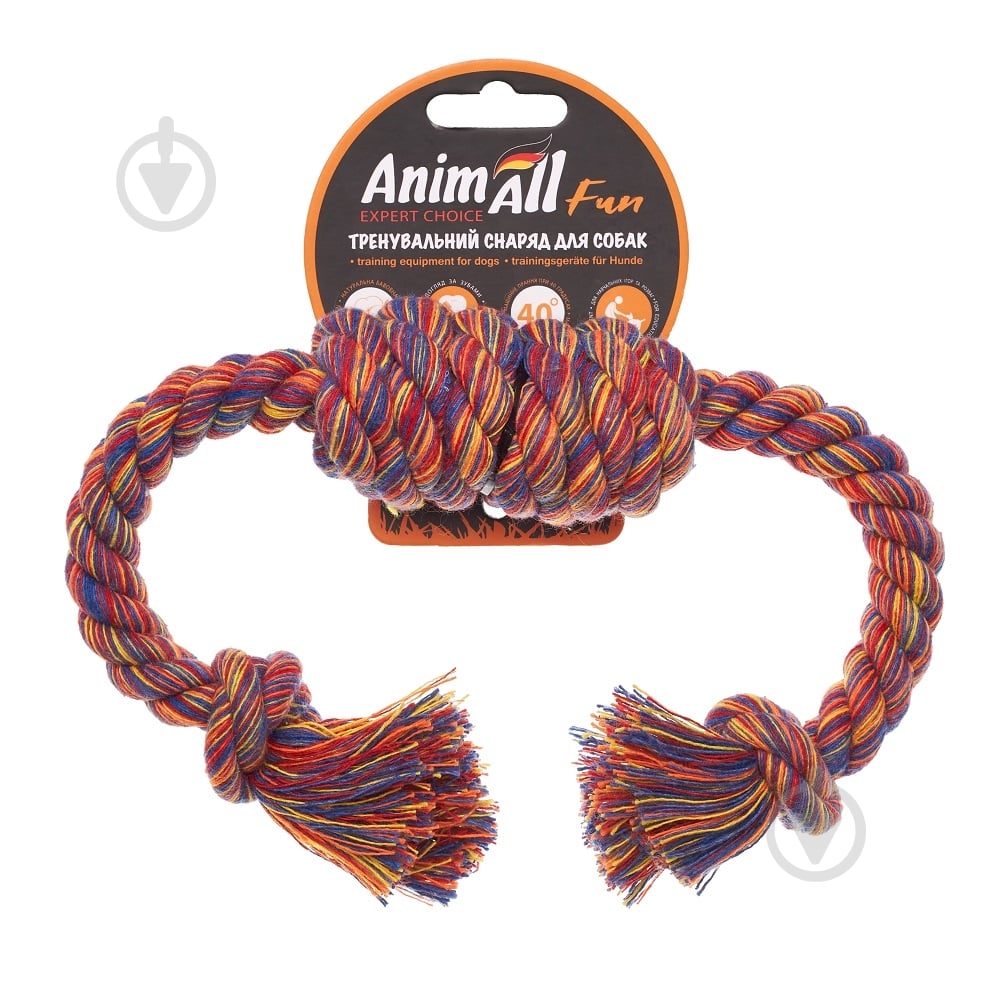 Игрушка для собак AnimAll Fun канат бочка с двумя узлами 36 см - фото 1 Игрушка для собак AnimAll Fun канат бочка с двумя узлами 36 см - фото 1