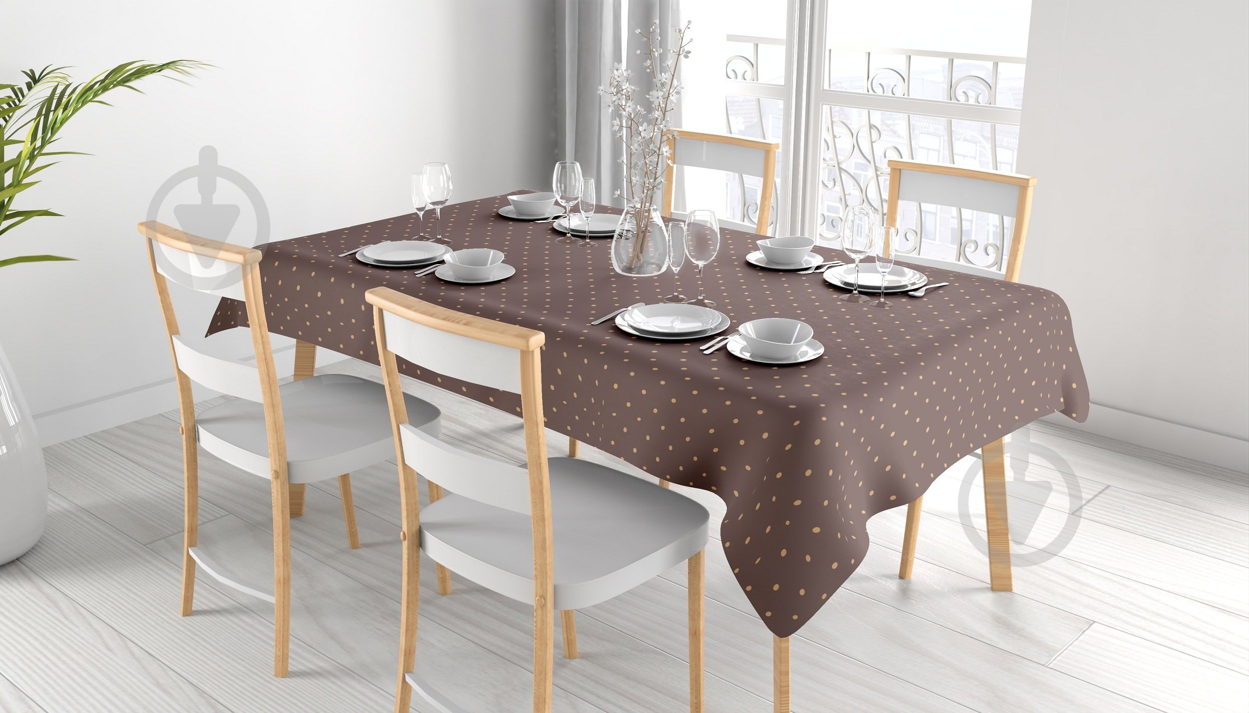 Скатертина Горошки 150x120 см коричневий Simi - фото 1