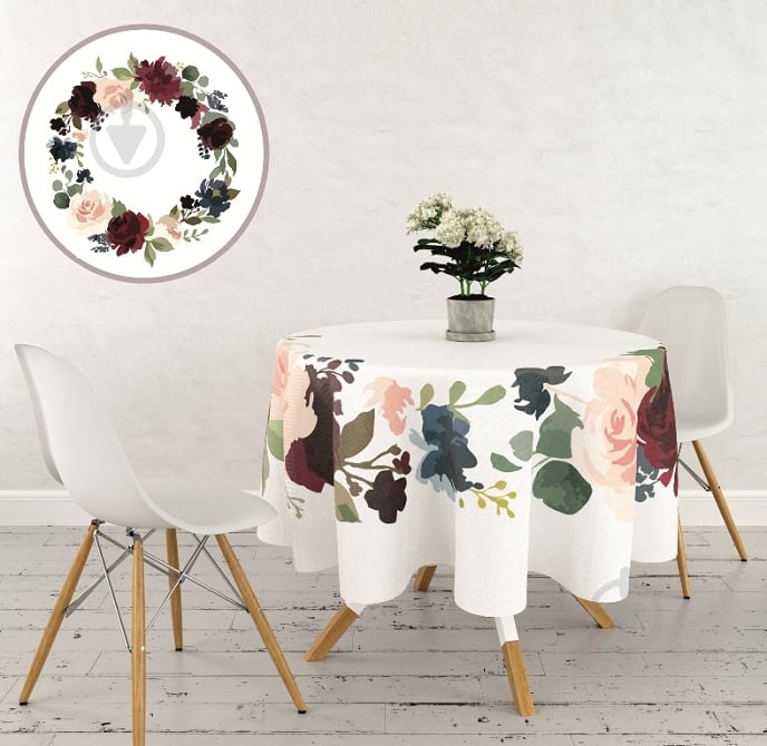 Скатерть Венчик d150 белый с рисунком La Nuit - фото 1