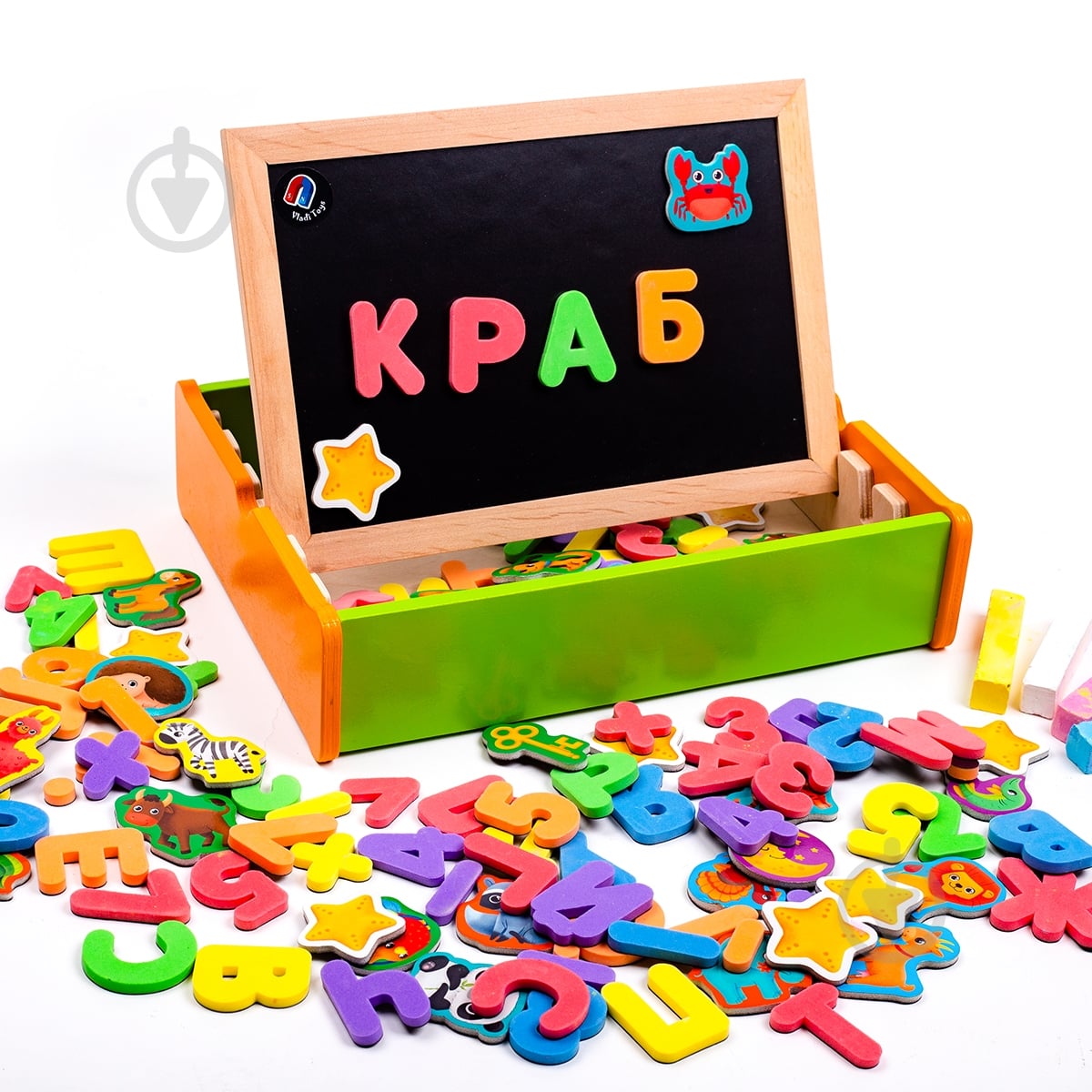 ᐉ Набір магнітний Vladi Toys 2 в 1 Абетка та математика в дерев