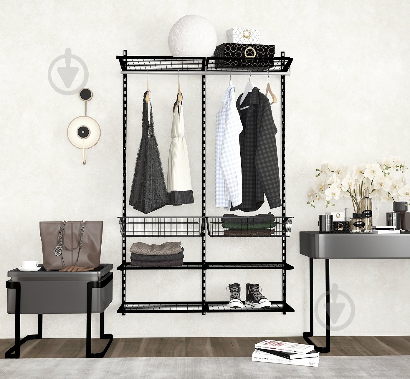 Гардеробная система Kolchuga 1200x2000x400 мм (1200-20-044) Black Edition черный - фото 1