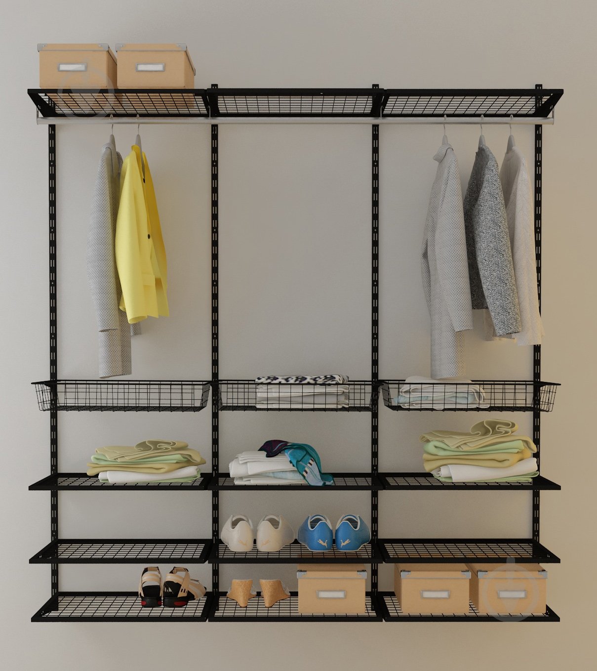 Гардеробная система Kolchuga 1800x2000x400 мм (1800-20-049) Black Edition черный - фото 2