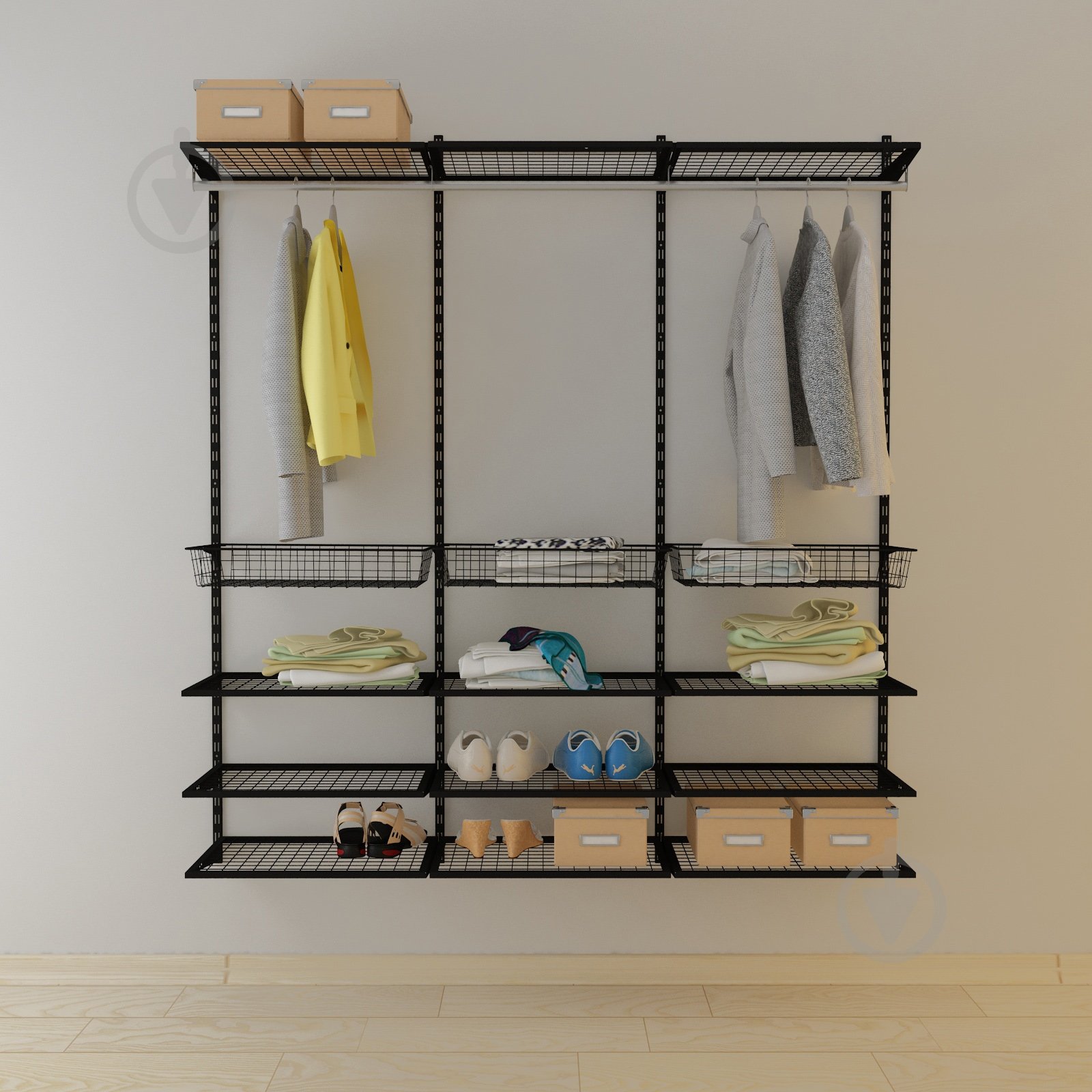 Гардеробная система Kolchuga 1800x2000x400 мм (1800-20-049) Black Edition черный - фото 3