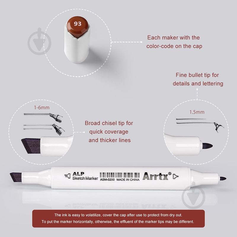 Набор спиртовых маркеров Arrtx Alp ASM-0290B 90 цветов LC302475 - фото 2 Набор спиртовых маркеров Arrtx Alp ASM-0290B 90 цветов LC302475 - фото 2