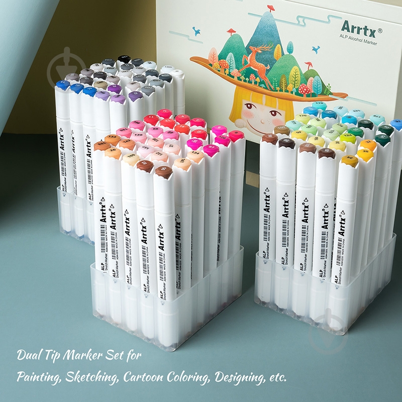 Набор спиртовых маркеров Arrtx Alp ASM-0290B 90 цветов LC302475 - фото 8 Набор спиртовых маркеров Arrtx Alp ASM-0290B 90 цветов LC302475 - фото 8