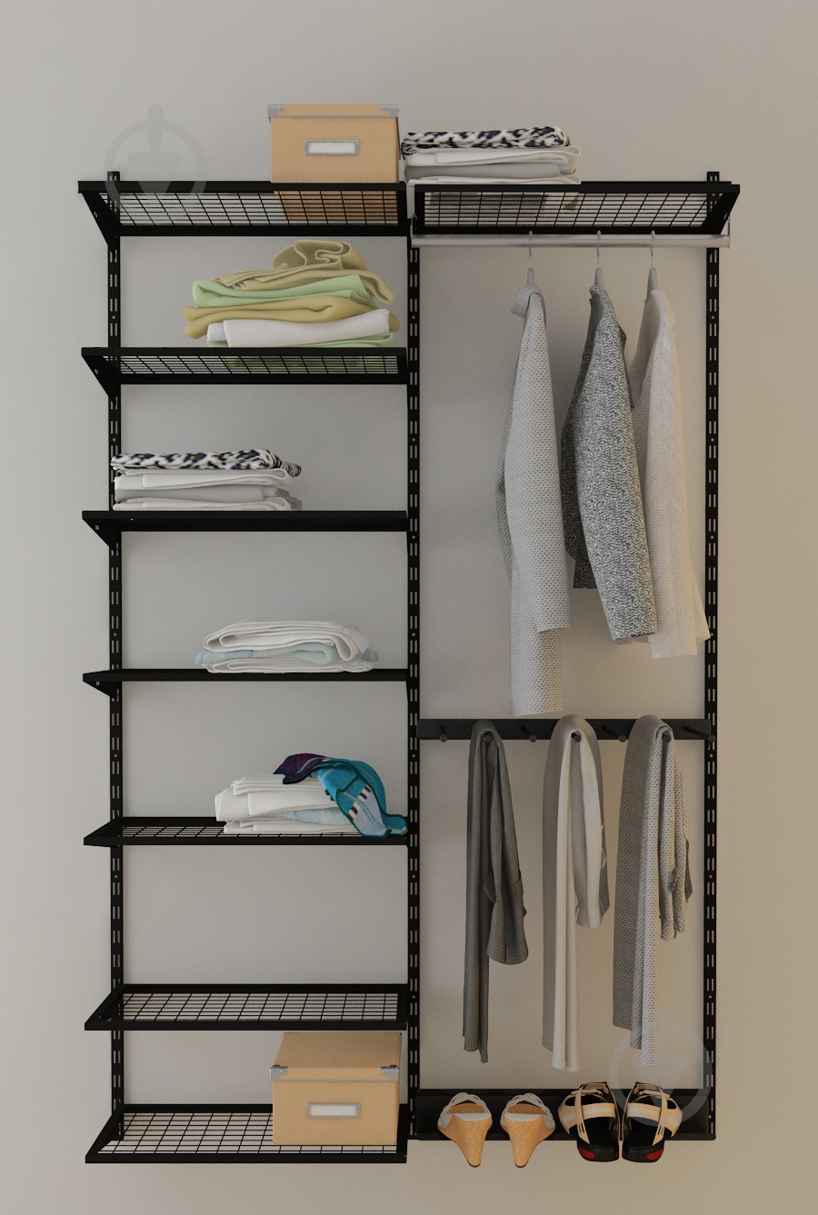 Гардеробная система Kolchuga 1200x2000x400 мм (1200-20-059) Black Edition черный - фото 2