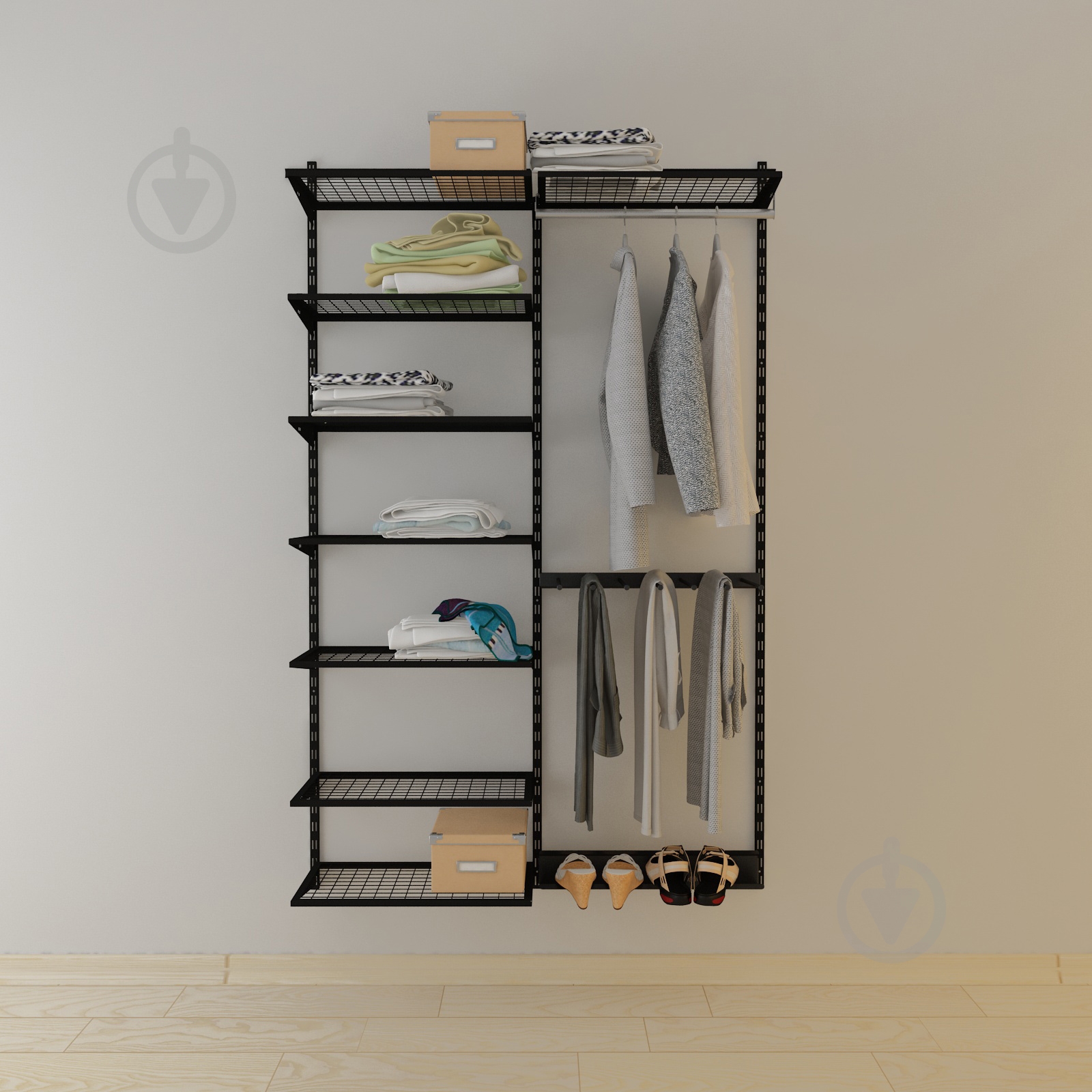 Гардеробная система Kolchuga 1200x2000x400 мм (1200-20-059) Black Edition черный - фото 3