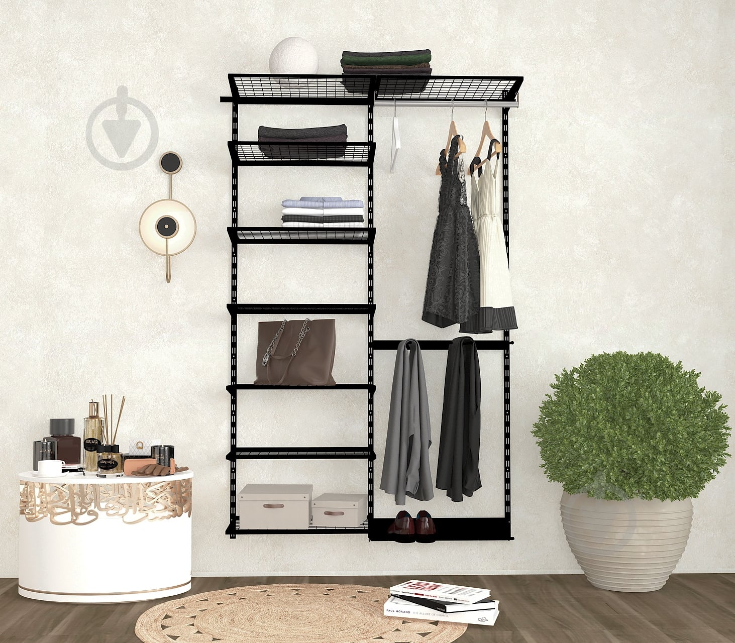 Гардеробная система Kolchuga 1200x2000x400 мм (1200-20-059) Black Edition черный - фото 1