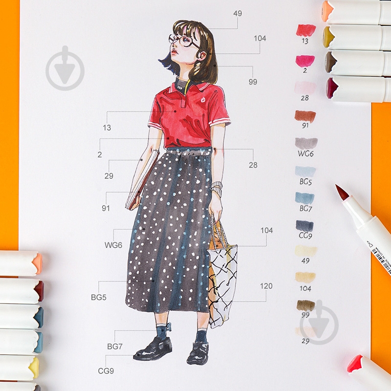 Набор спиртовых маркеров Arrtx Oros 80 цветов LC302406 - фото 8 Набор спиртовых маркеров Arrtx Oros 80 цветов LC302406 - фото 8