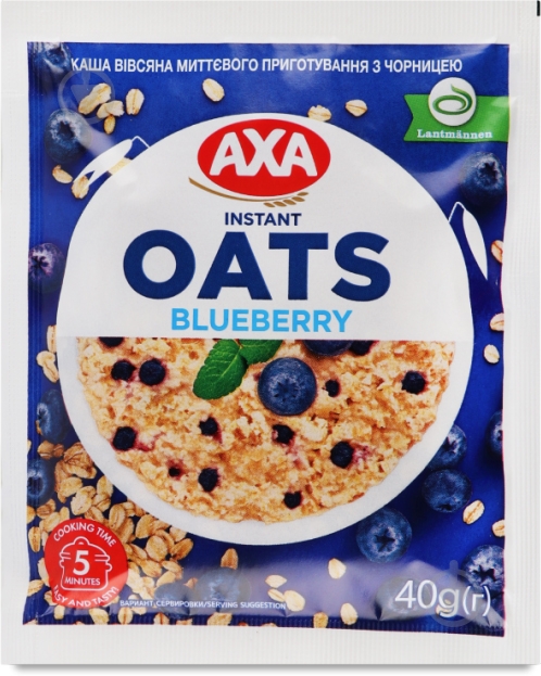 Каша овсяная AXA з чорницею 40 г - фото 1 Каша овсяная AXA з чорницею 40 г - фото 1