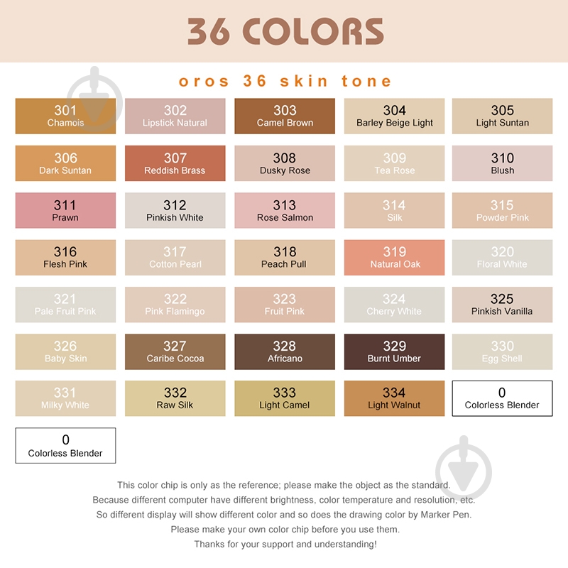 Набор маркеров Arrtx Oros ASM-03SK 36 цветов, оттенки кожи LC302390 - фото 3 Набор маркеров Arrtx Oros ASM-03SK 36 цветов, оттенки кожи LC302390 - фото 3